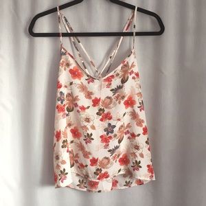 floral tank-top w/ back cross straps (Hollister)